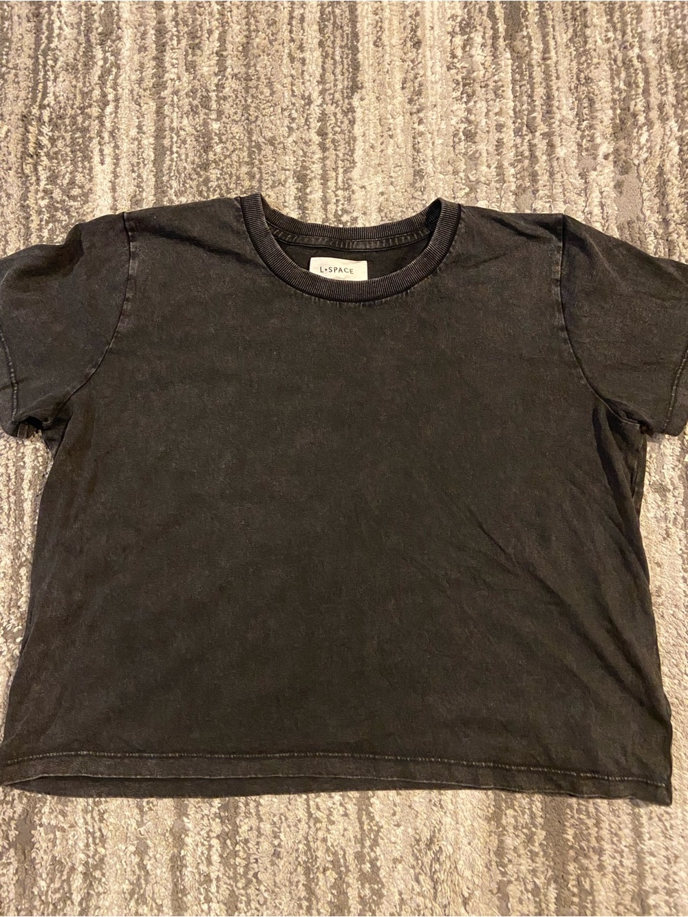 L*space black cotton cropped t shirt size medium